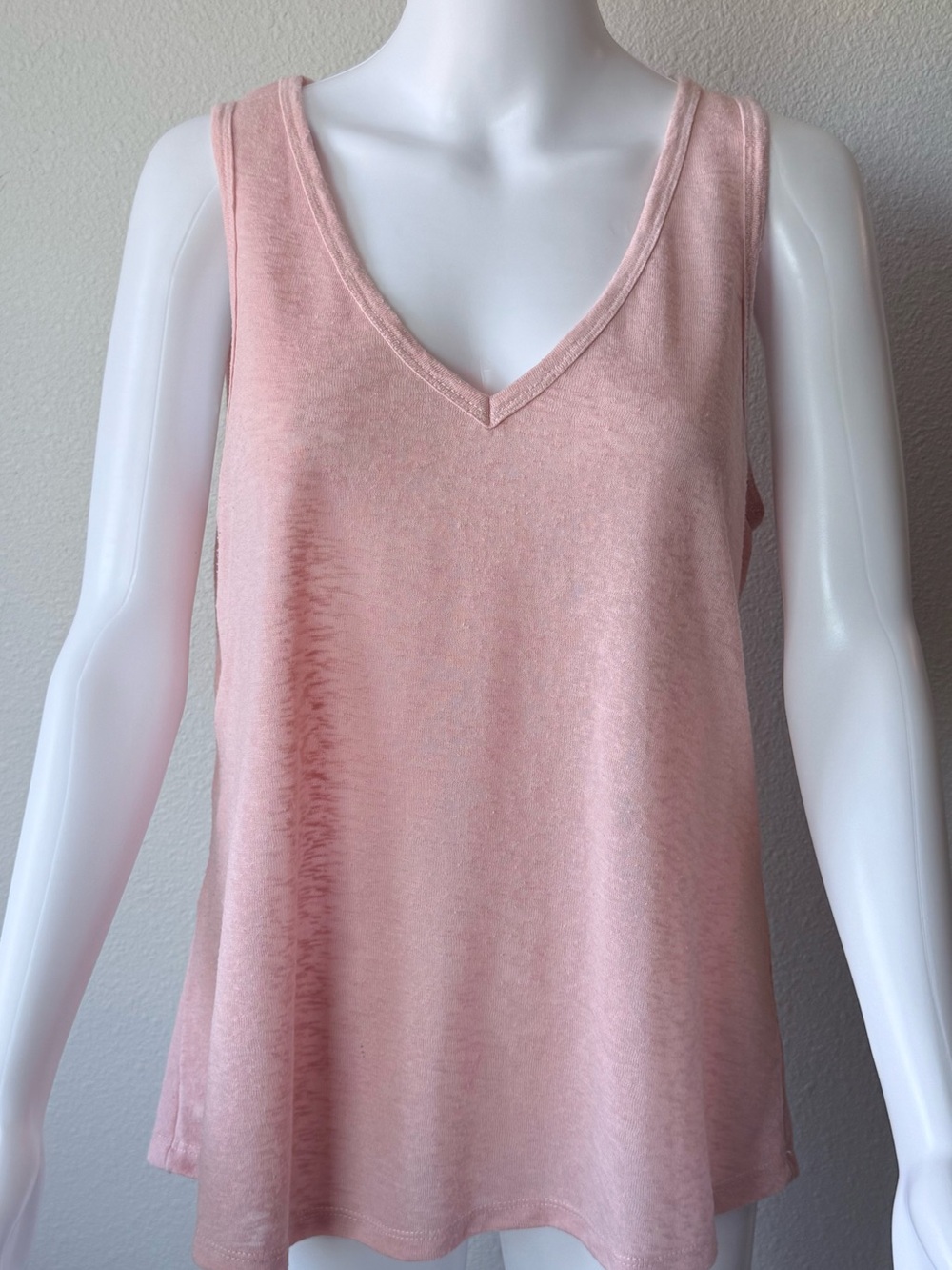 Anthropology Blush Pink V-Neck Linen Tank Top